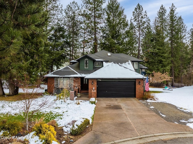 view of front property with a garage