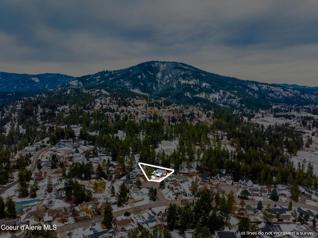 birds eye view of property featuring a mountain view