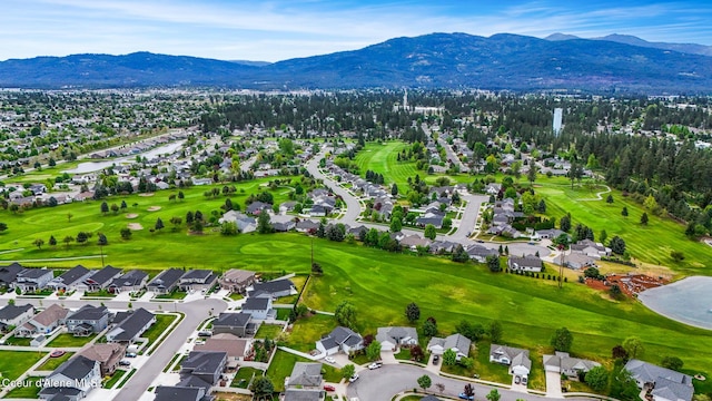 drone / aerial view with a mountain view