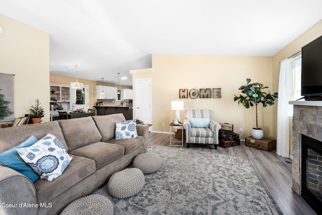 living room with wood-type flooring