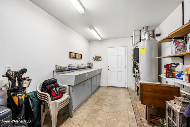 interior space featuring gray cabinetry