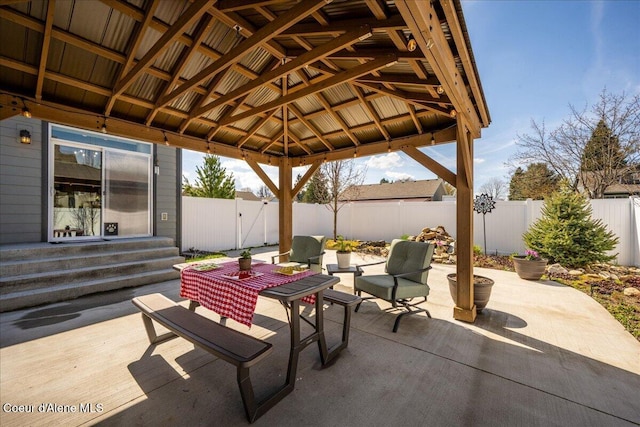 view of patio featuring a gazebo