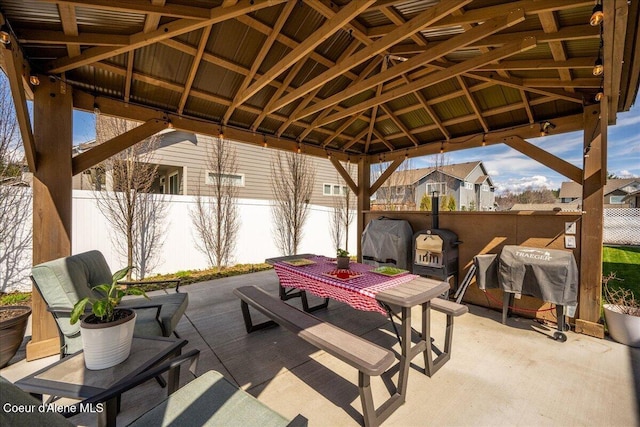 view of patio with a gazebo and a grill