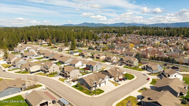 birds eye view of property featuring a mountain view