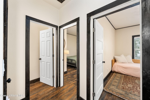 hall featuring dark hardwood / wood-style floors