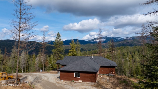 mountain view with a view of trees