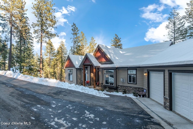 view of front of house with a garage