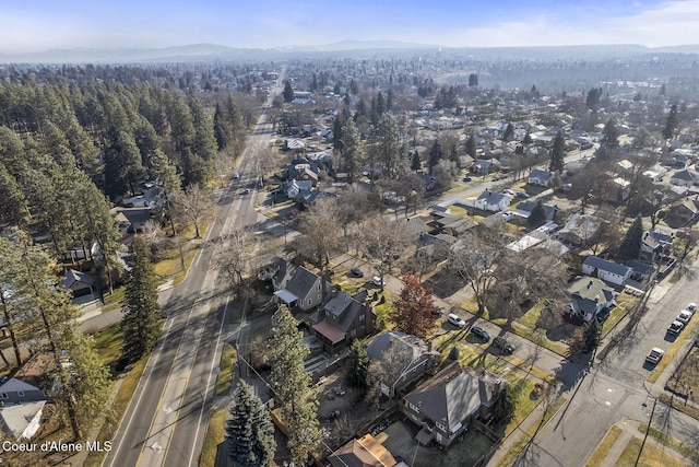 bird's eye view with a mountain view