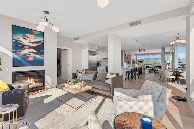 living room featuring light hardwood / wood-style floors