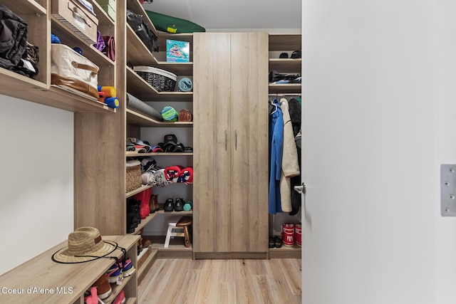 walk in closet featuring light hardwood / wood-style floors