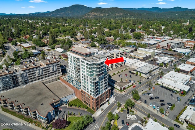 bird's eye view featuring a mountain view