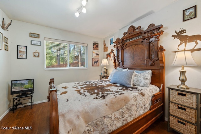 bedroom featuring dark hardwood / wood-style floors