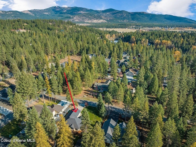 birds eye view of property with a mountain view