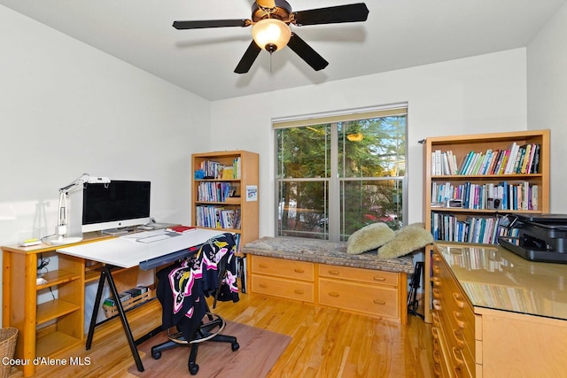 home office featuring light wood-type flooring