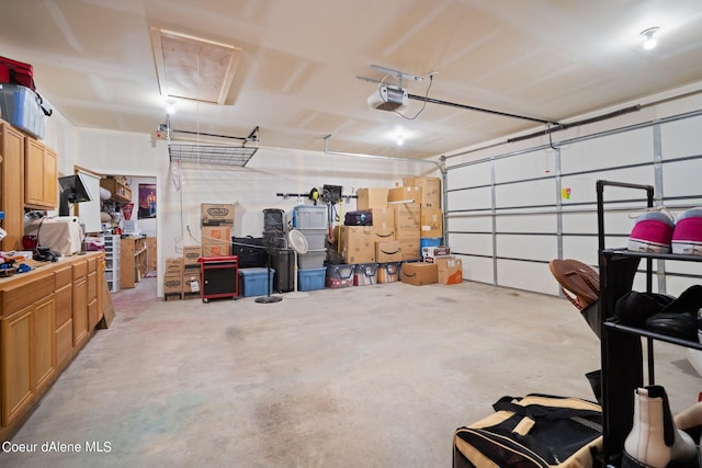 garage with a garage door opener