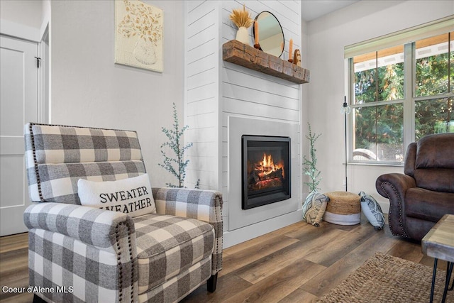 living area featuring dark hardwood / wood-style flooring