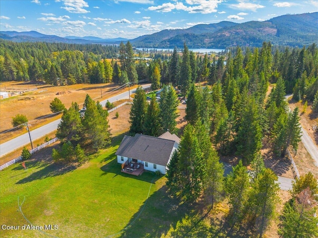 bird's eye view with a mountain view