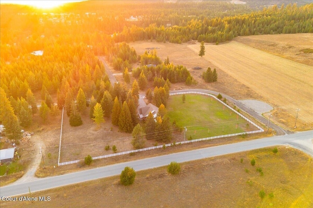 view of aerial view at dusk