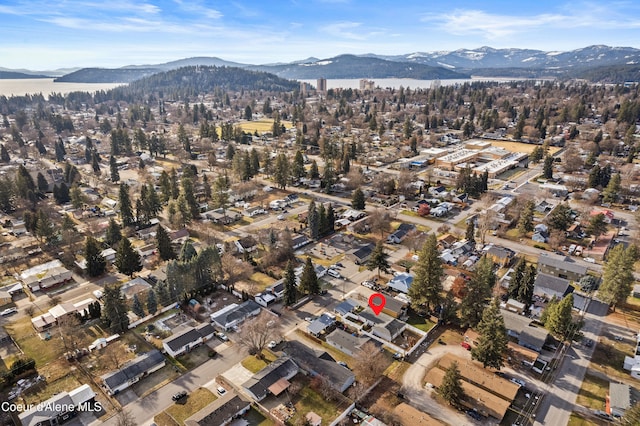 aerial view with a mountain view