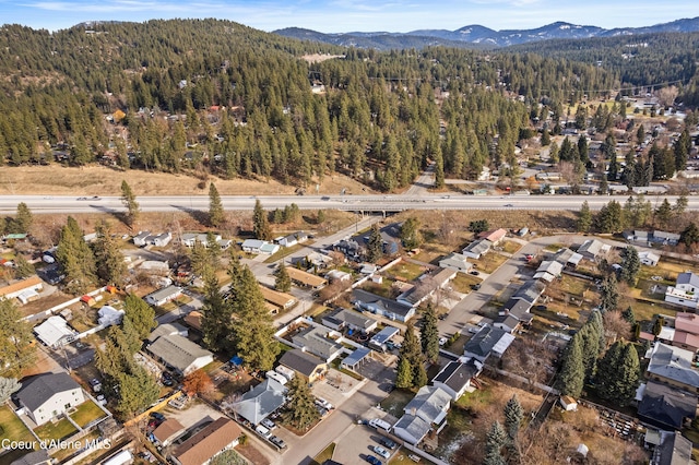 birds eye view of property with a mountain view