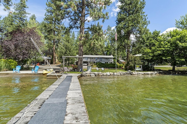 view of dock featuring a water view