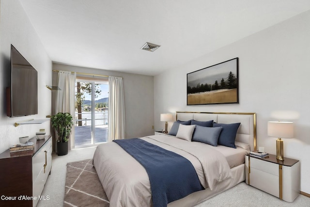 carpeted bedroom featuring access to exterior