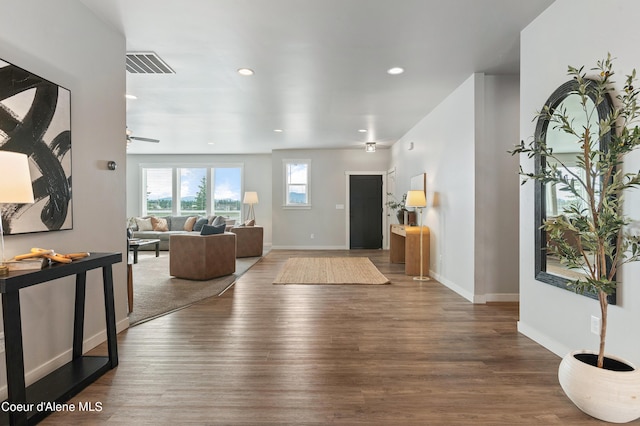 foyer entrance with dark wood-type flooring