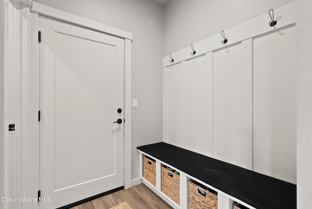 mudroom with light wood-type flooring