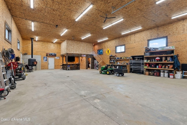 garage featuring a workshop area