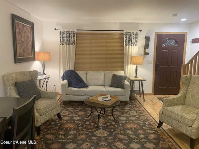 living room with wood-type flooring