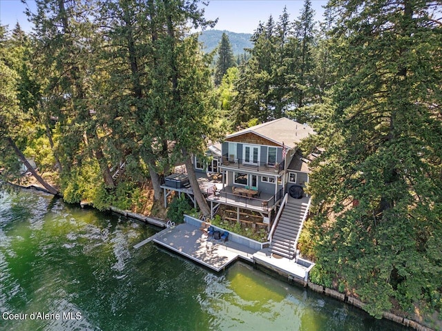 dock area with a deck with water view