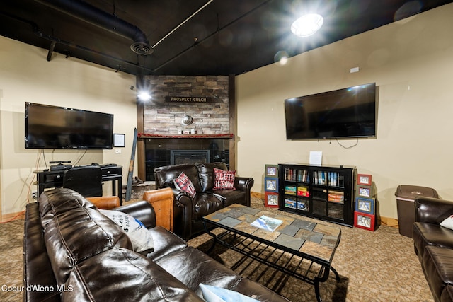 living room featuring carpet flooring