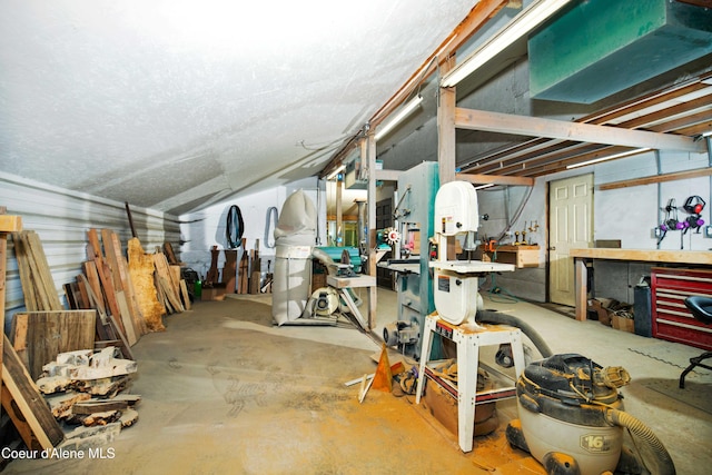interior space with a workshop area