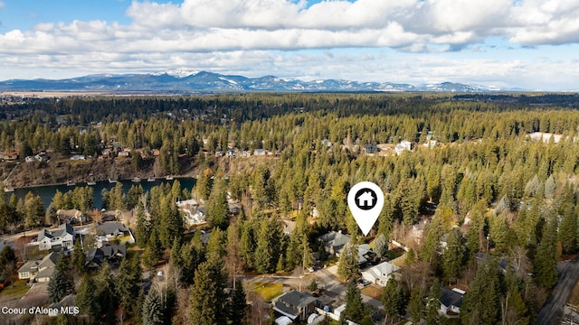 birds eye view of property featuring a mountain view