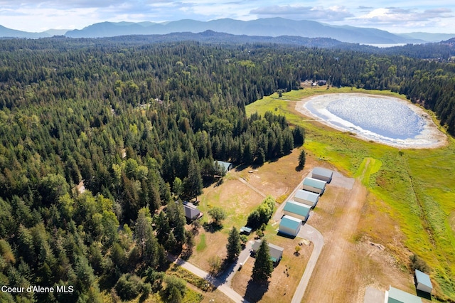 birds eye view of property featuring a mountain view