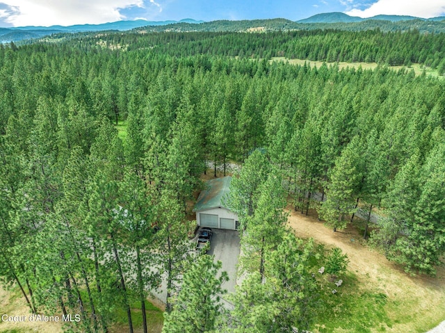 birds eye view of property with a mountain view