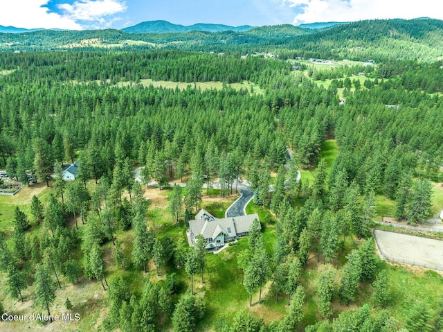 bird's eye view with a mountain view