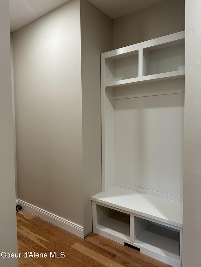 mudroom featuring hardwood / wood-style floors