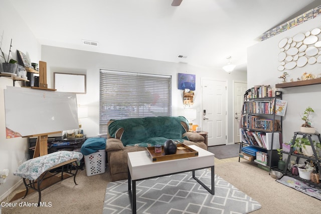 living room with carpet flooring