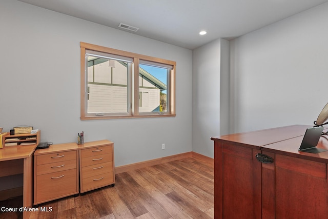 office space featuring light hardwood / wood-style flooring