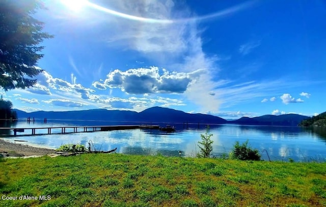 view of water feature with a mountain view