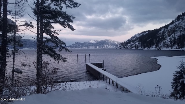 dock area with a water and mountain view