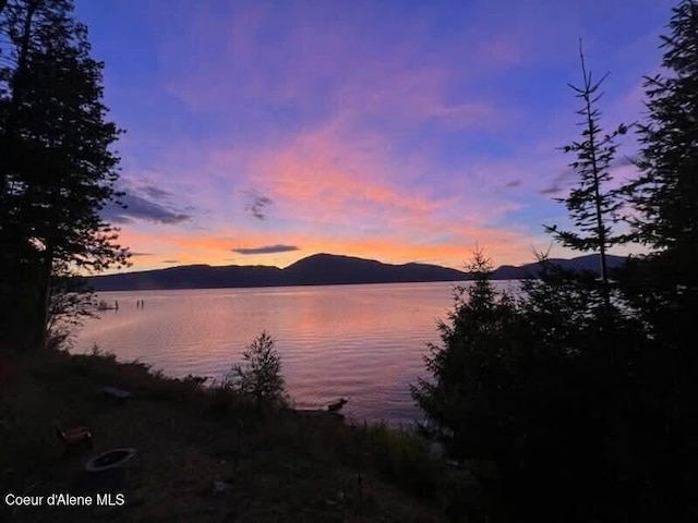 property view of water featuring a mountain view