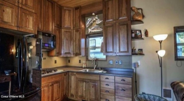 kitchen featuring sink and black appliances