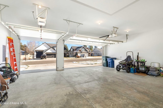 garage with a garage door opener