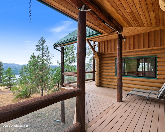 deck with a mountain view