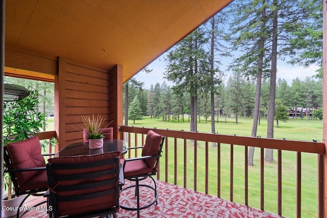 wooden balcony with a deck