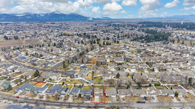 aerial view featuring a mountain view