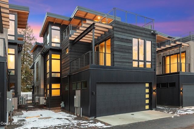 contemporary house featuring a garage