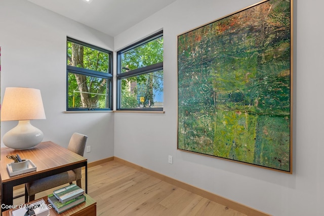 office area featuring hardwood / wood-style flooring